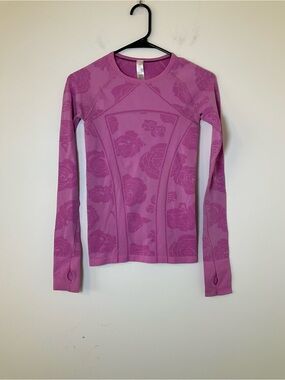 ivivva by Lululemon Pink Floral Seamless Long Sleeve Top Size M